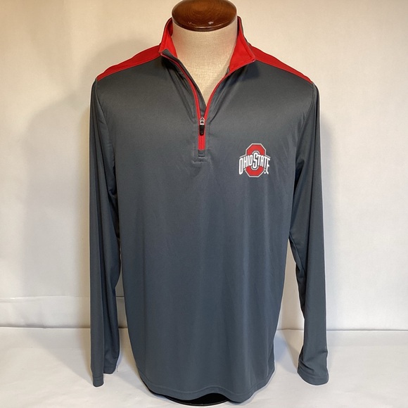 Ohio State Buckeyes Scarlet & Gray 1/4 zip pullover shirt jacket men’s medium - Picture 3 of 10